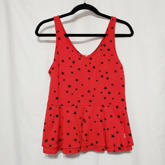 Express *Red/Black Star Ruffle Tank* NWT*Sz M* - Picture 7 of 7